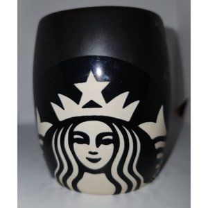 Starbucks 2011 Punched Mermaid on Matte and Gloss Black Coffee Mug Tea Cup